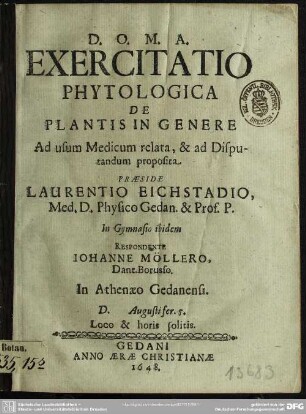 Exercitatio phytologica de plantis in genere
