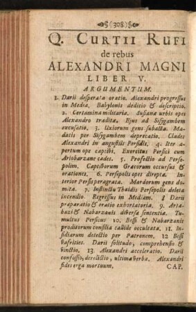 Q. Curtii Rufi De Rebus Alexandri Magni, Liber V.