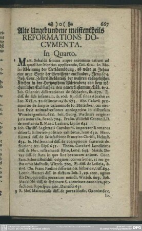 Alte Ungebundene meistentheils Reformationis Documenta