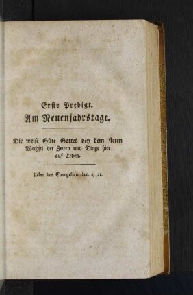 [Erste Predigt. - Fünfte Predigt.]
