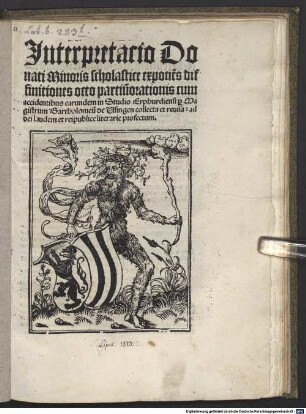 Interpretatio Donati minoris scolastice exponens diffinitionis octo partium orationis
