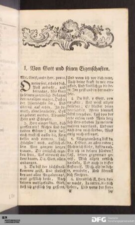 I. Von Gott und seinen Eigenschaften.
