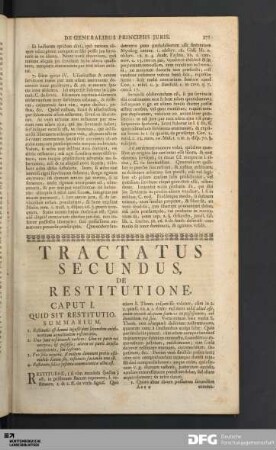 Tractatus Secundus, De Restitutione.