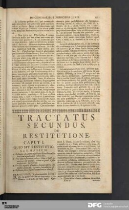 Tractatus Secundus, De Restitutione.