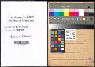 Entnazifizierung Wilhelm Luppus , geb. 25.05.1908 (Lagerist)