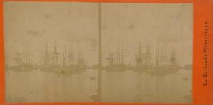 Hamburg. Blick von der Landungsbrücke auf den Hafen. Stereoaufnahme