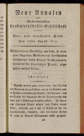 Vier und dreyßigstes Stück. Den 27sten August 1813.