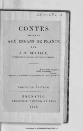 Contes offerts aux enfans de France