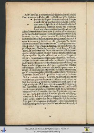 Ad...Bartholomeum...Philippi Beroaldi epistola