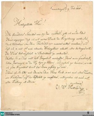 Brief von Johann Wenzel Kalliwoda an Anton Berlijn vom 09.02.1838 - K 3170,663