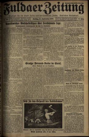 Erste Ausgabe vom Freitag, den 12. September 1930.