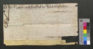 Leonhardt Sättelin, Gastgeber, wird Michael Will 50 Gulden, verzinslich, mit 2 1/2 Gulden, schuldig.