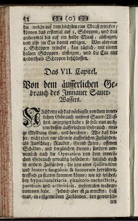 Das VII. Capitel. Von dem äusserlichen Gebrauch des Imnauer Sauer-Wassers.