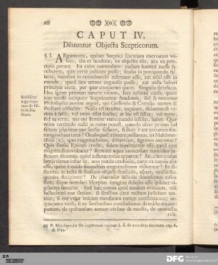 Caput IV. Diluuntur Objecta Scepticorum