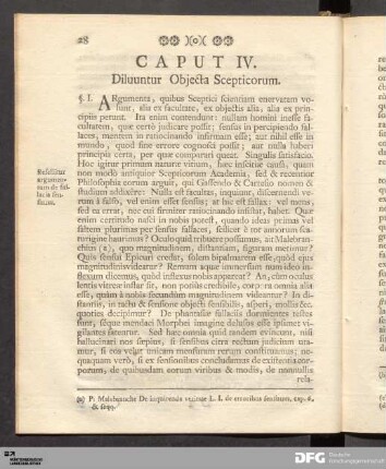 Caput IV. Diluuntur Objecta Scepticorum