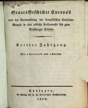 Staatsgeschichte Europas : als Taschenbuch für ... 3. 1808