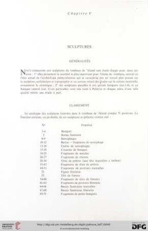 Chapitre V: Sculptures