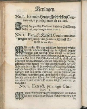 No. 2. Extract. Käyserl. Confirmation wegen des jurisprimogenituræ Königl. Antheils de ao. 1650.