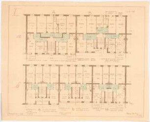 Haus mit zwei Wohnungen pro Geschoss, Leipzig: Grundrisse A, B 1:100