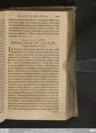 Epistola LXV. Engelberto Masio, Consilii Sanctioris Praesidi.