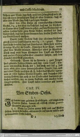 Cap. IV. Von Stuben-Oefen