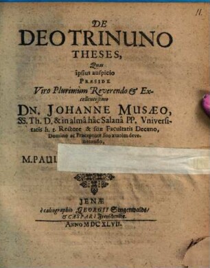 De Deo triuno theses