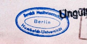Humboldt-Universität Berlin. Bereich Musikwissenschaft / Stempel