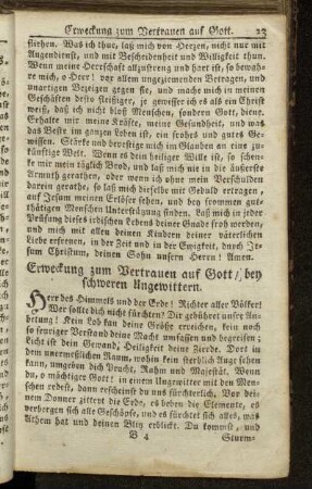 Erweckung zum Vertrauen auf Gott, bey schweren Ungewittern.
