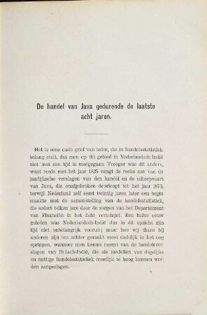 De handel van Java gedurende de laatste acht jaren