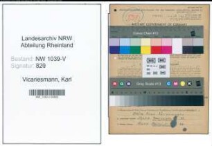 Entnazifizierung Karl Vicariesmann , geb. 28.04.1899 (Bergmann)