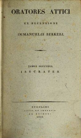 Oratores Attici, 2. Isocrates
