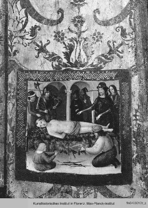 Thronende Maria mit Kind und den Heiligen Andreas, Ludwig von Toulouse, Franziskus, Laurentius und dem Johannesknaben