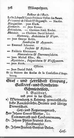 Beamte in Limpurg, Gaildorf, Sontheim, Schmiedelfeld