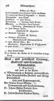 Beamte in Limpurg, Gaildorf, Sontheim, Schmiedelfeld