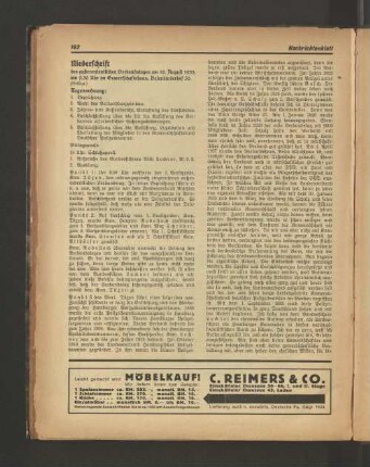 Niederschrift des außerordentlichen Verbandstages am 18. August 1933, um 9.30 Uhr im Gewerkschaftshaus, Besenbinderhof 56. (Gekürzt.)