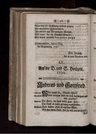 LV. Auf die D. und S. Hochzeit, 1730