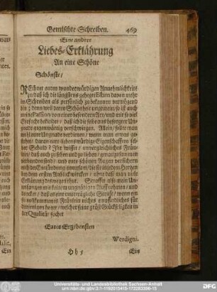 Ein andere Liebes-Erklärung An eine Schöne