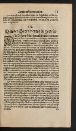 IX. Von den Sacramenten in gemein.