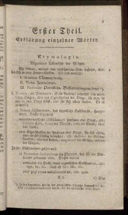 Erster Theil. Erklärung einzelner Wörter.