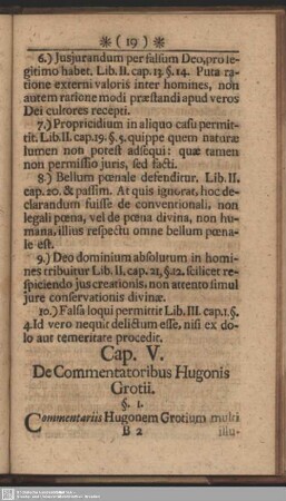 Cap. V. De Commentatoribus Hugonis Grotii