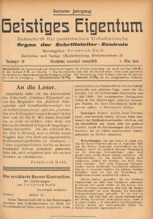 Nummer 15 (1. Mai 1910)
