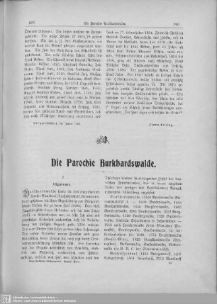 Die Parochie Burkhardswalde