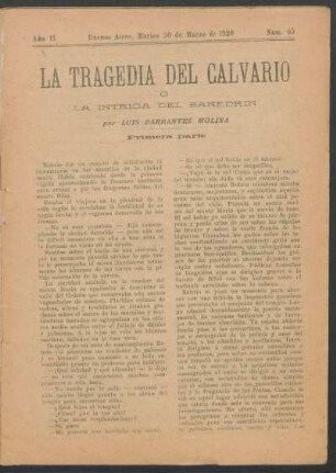 1920006500: La tragedia del calvario o La intriga del Sanedrín : primera parte
