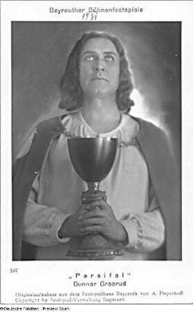 Gunnar Graarud als Parsifal in der gleichnamigen Oper von Richard Wagner. Bayreuther Festspiele, 1931