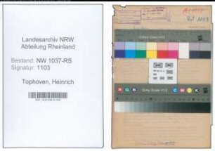 Entnazifizierung Heinrich Tophoven , geb. 20.04.1896 (Lehrer)