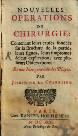 Nouvelles Operations de Chirurgie