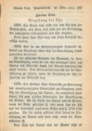 Zweiter Titel. Eingehung der Ehe