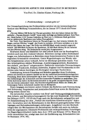Kriminologische Aspekte der Kriminalität in Betrieben