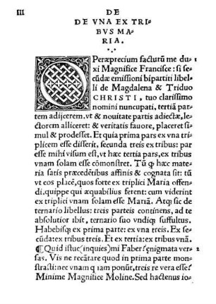 III De Vna Ex Tribvs Maria.