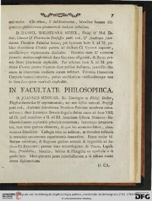 In Facultate Philosophica